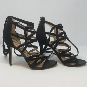 Sam Edelman Shoes Womens Size 7M Black Suede Strappy Heels Sandals Stiletto